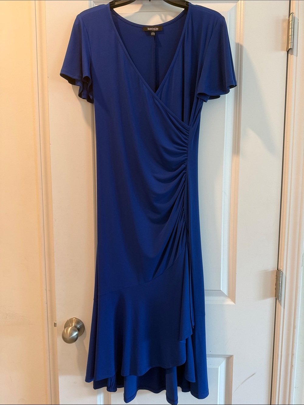 Kensie Cobalt Blue Faux-Wrap Midi Dress